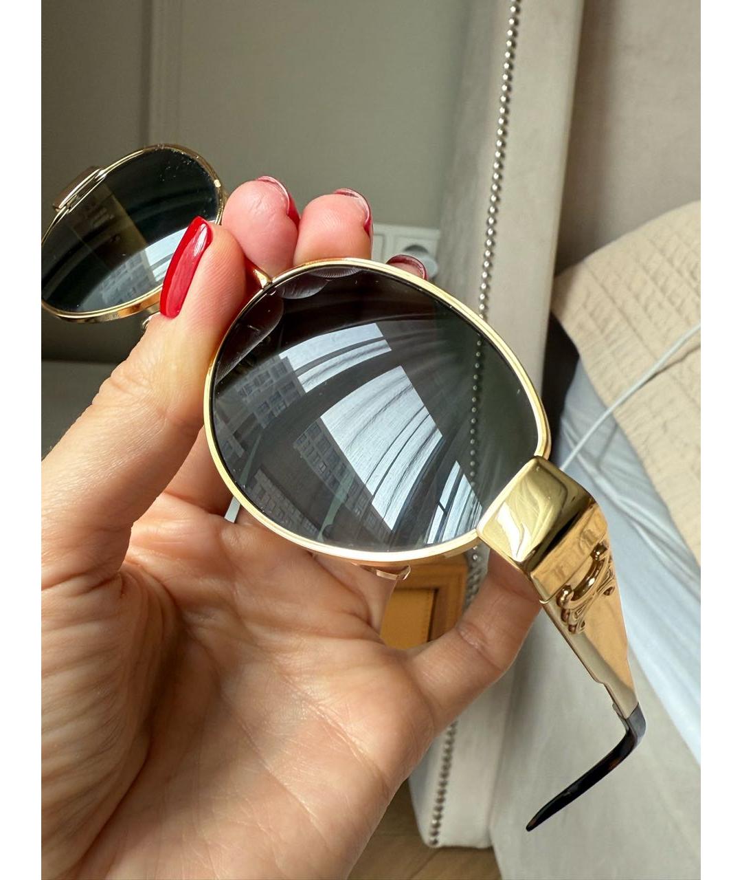 CELINE Золотые металлические солнцезащитные очки, фото 3
