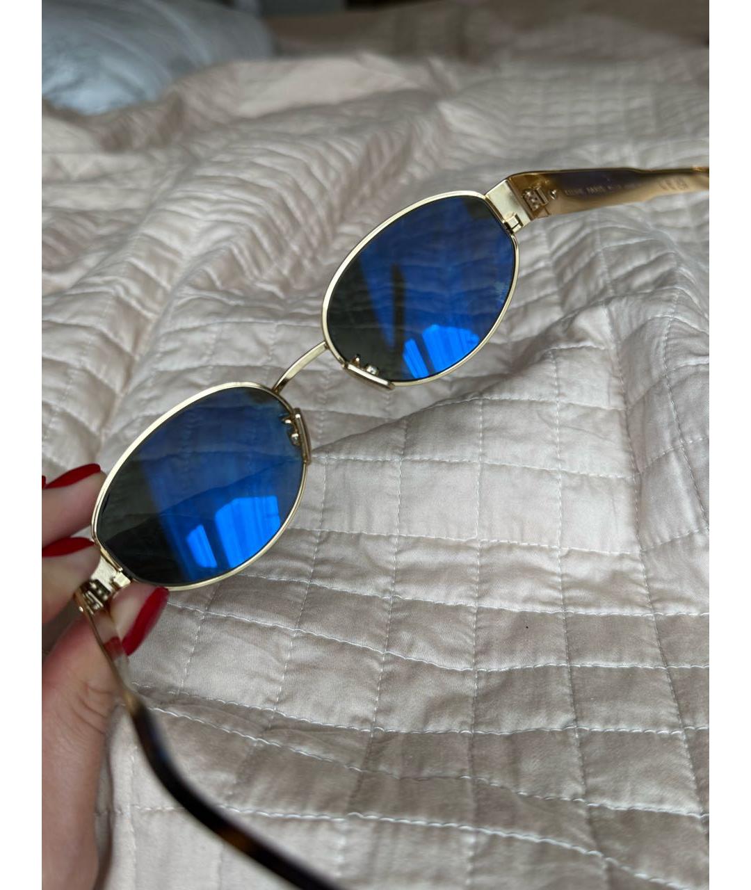 CELINE Золотые металлические солнцезащитные очки, фото 5