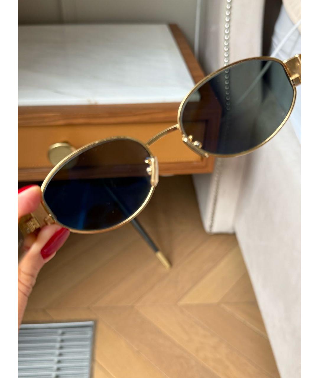 CELINE Золотые металлические солнцезащитные очки, фото 2
