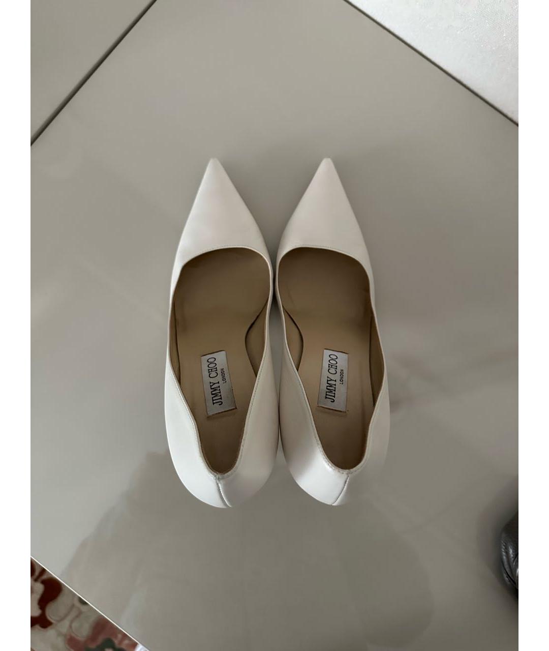 JIMMY CHOO Белые кожаные туфли, фото 3