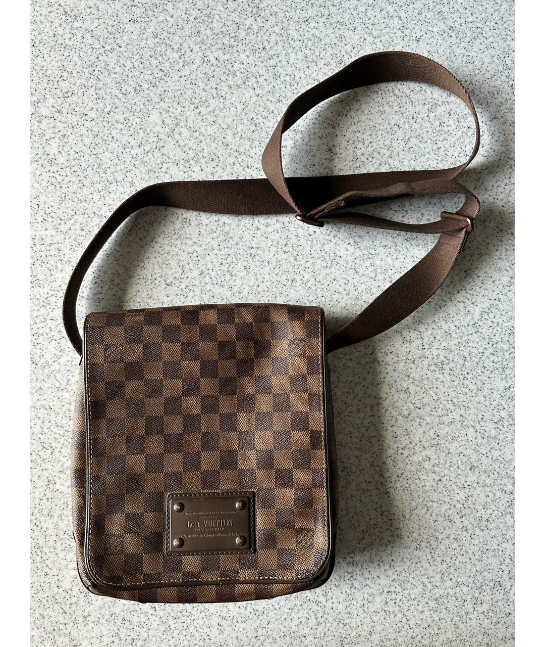 LOUIS VUITTON Коричневая кожаная сумка на плечо, фото 9