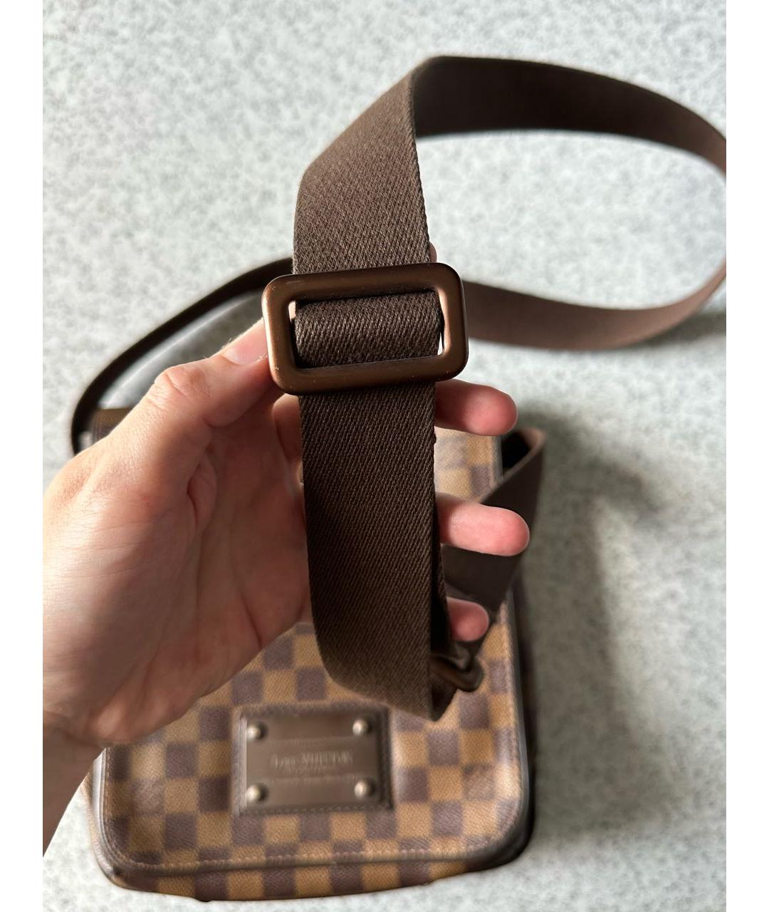 LOUIS VUITTON Коричневая кожаная сумка на плечо, фото 6