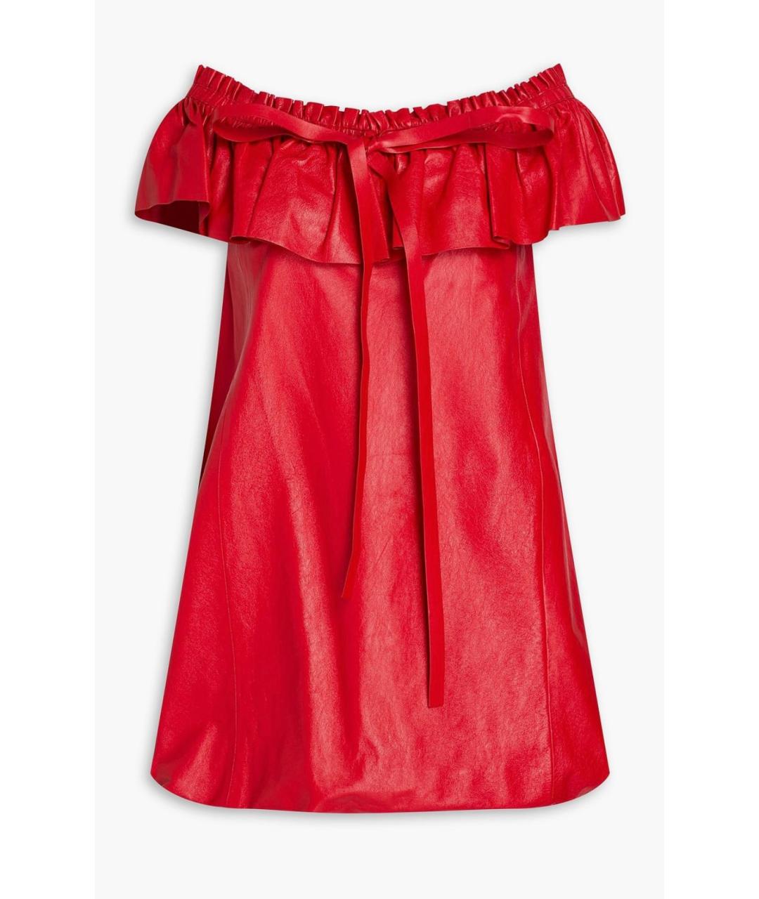 VALENTINO Красное кожаное коктейльное платье, фото 4