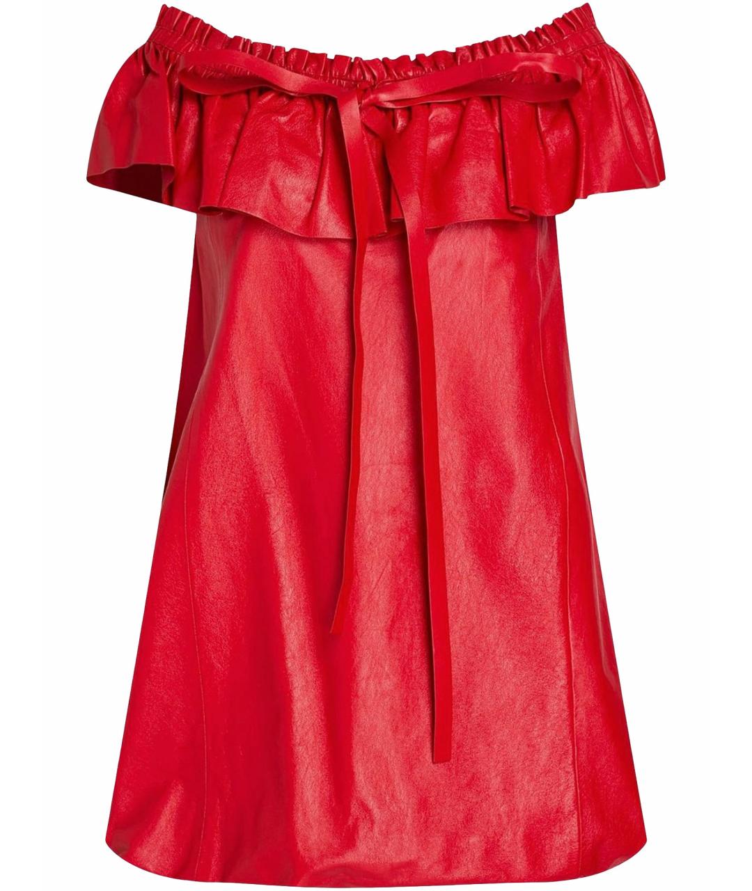 VALENTINO Красное кожаное коктейльное платье, фото 1