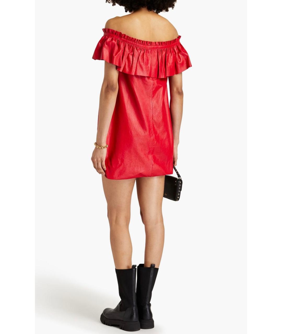 VALENTINO Красное кожаное коктейльное платье, фото 3