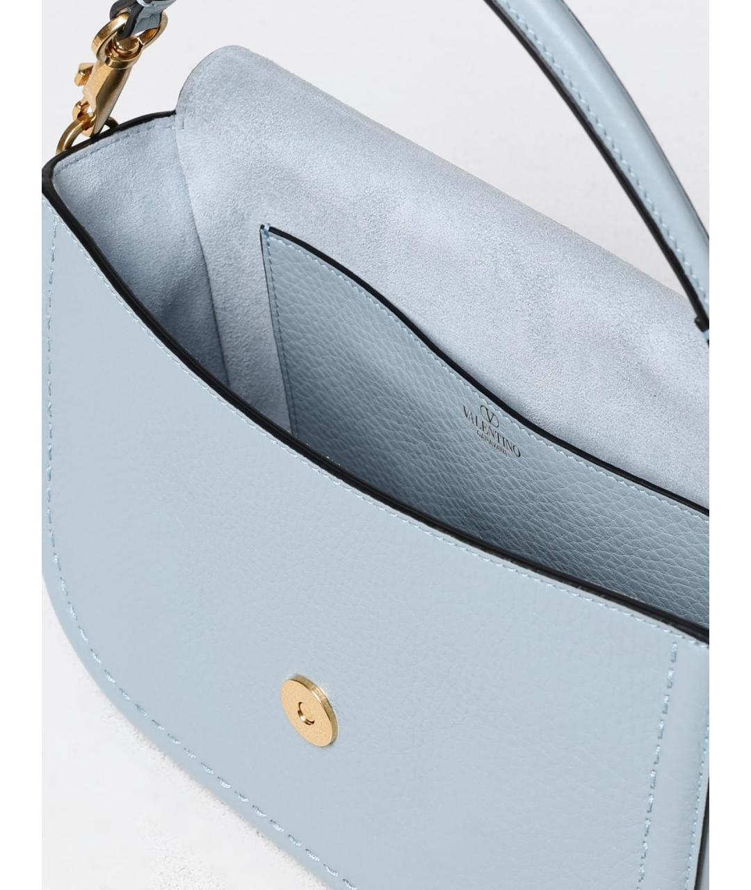 VALENTINO Голубая кожаная сумка тоут, фото 5