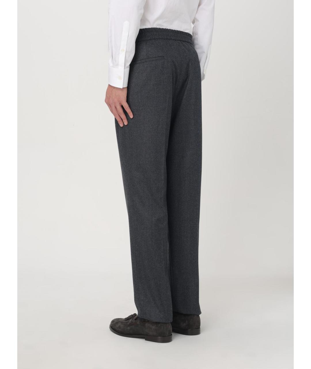BRUNELLO CUCINELLI Антрацитовые повседневные брюки, фото 4