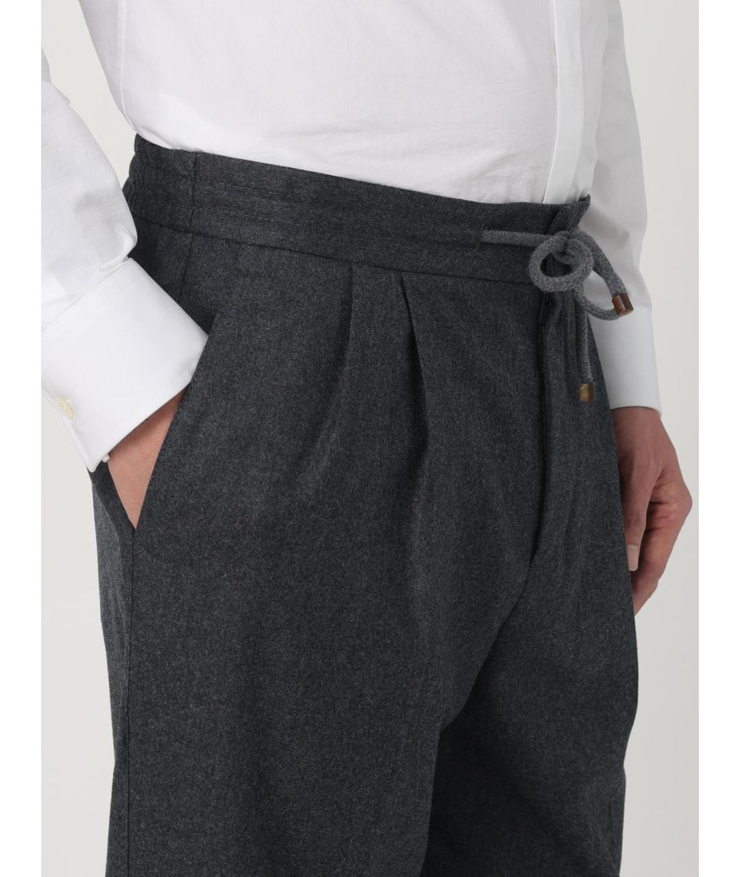 BRUNELLO CUCINELLI Антрацитовые повседневные брюки, фото 6