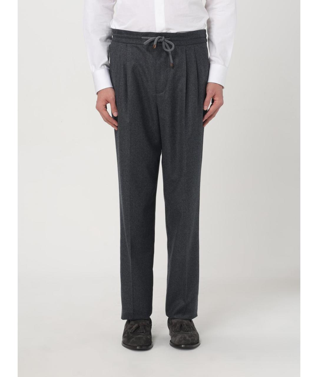 BRUNELLO CUCINELLI Антрацитовые повседневные брюки, фото 2
