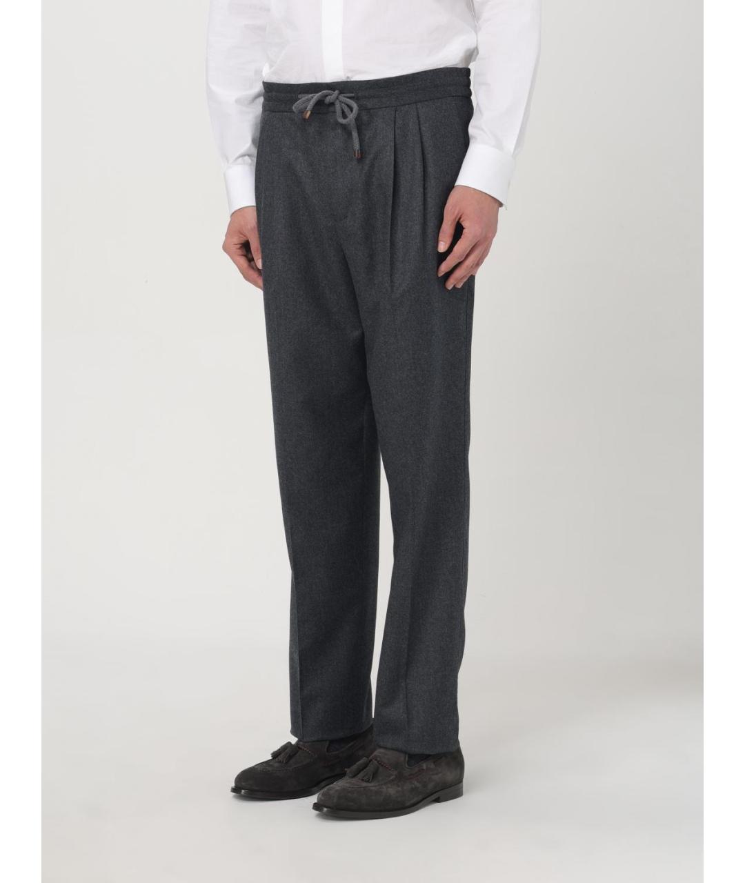 BRUNELLO CUCINELLI Антрацитовые повседневные брюки, фото 5
