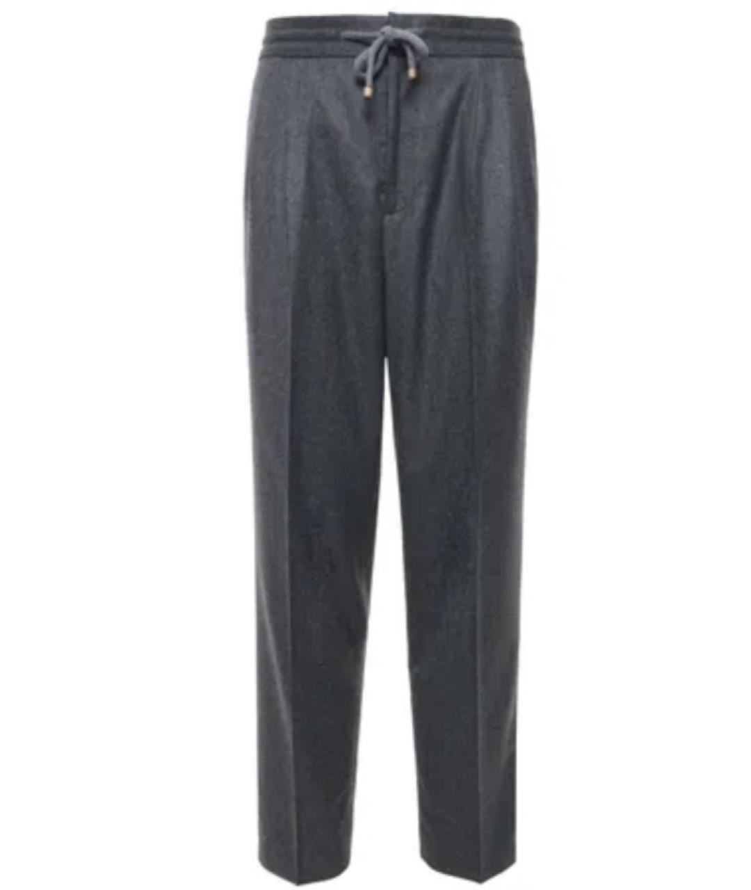 BRUNELLO CUCINELLI Антрацитовые повседневные брюки, фото 1