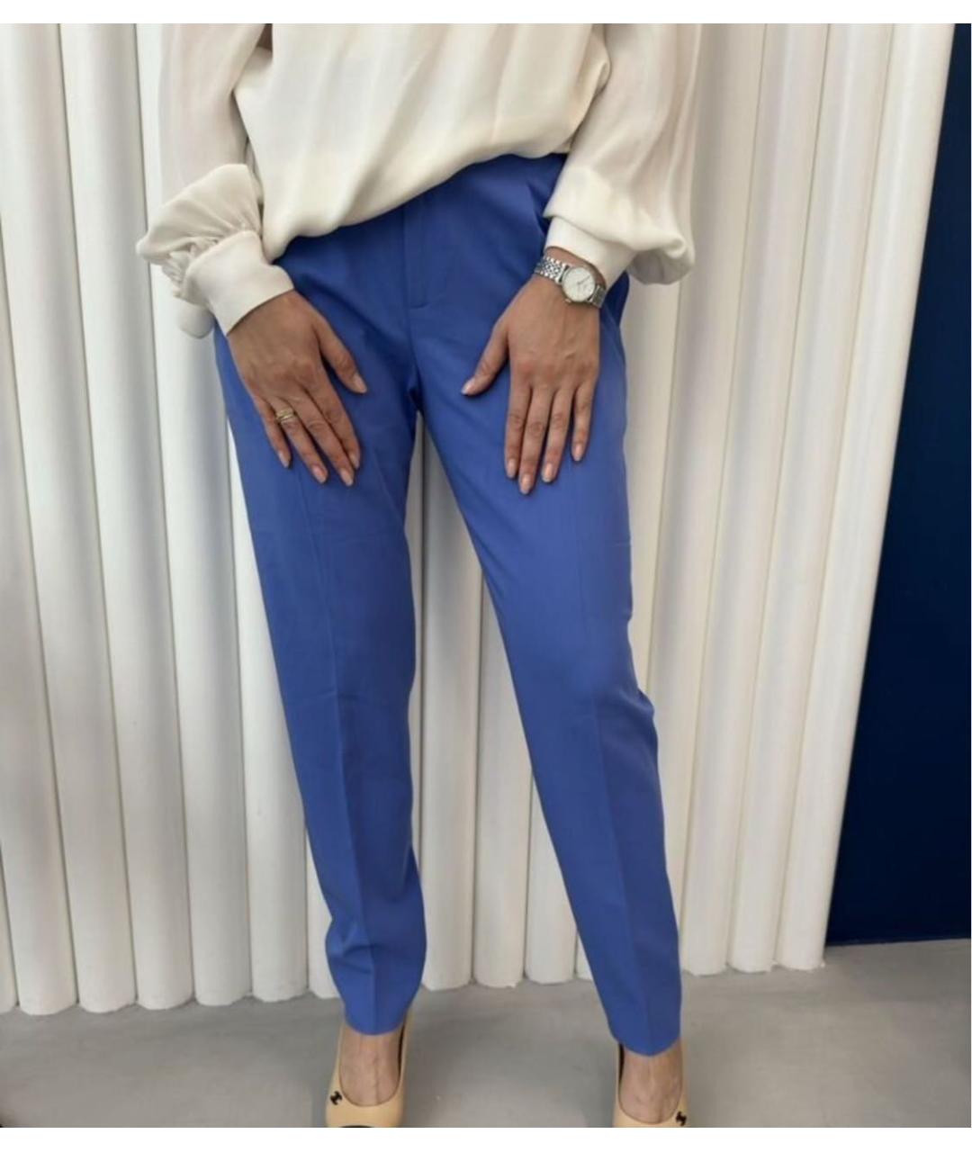 RALPH LAUREN Синие шерстяные прямые брюки, фото 5