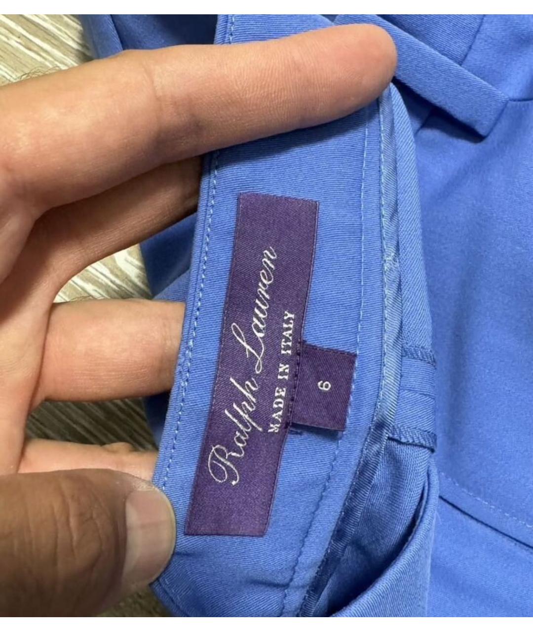 RALPH LAUREN Синие шерстяные прямые брюки, фото 3