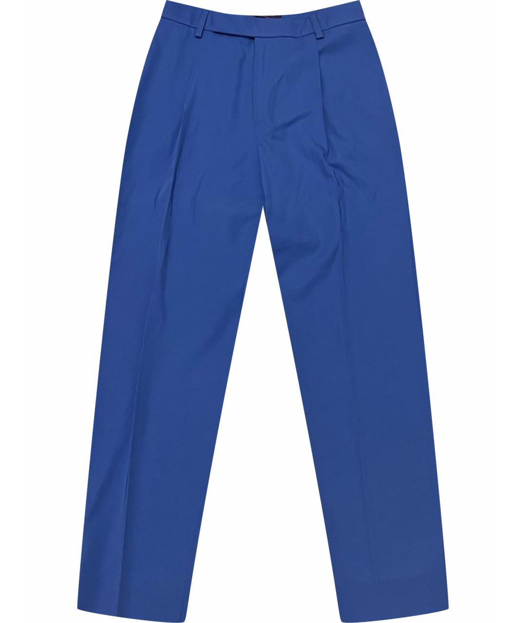 RALPH LAUREN Синие шерстяные прямые брюки, фото 1