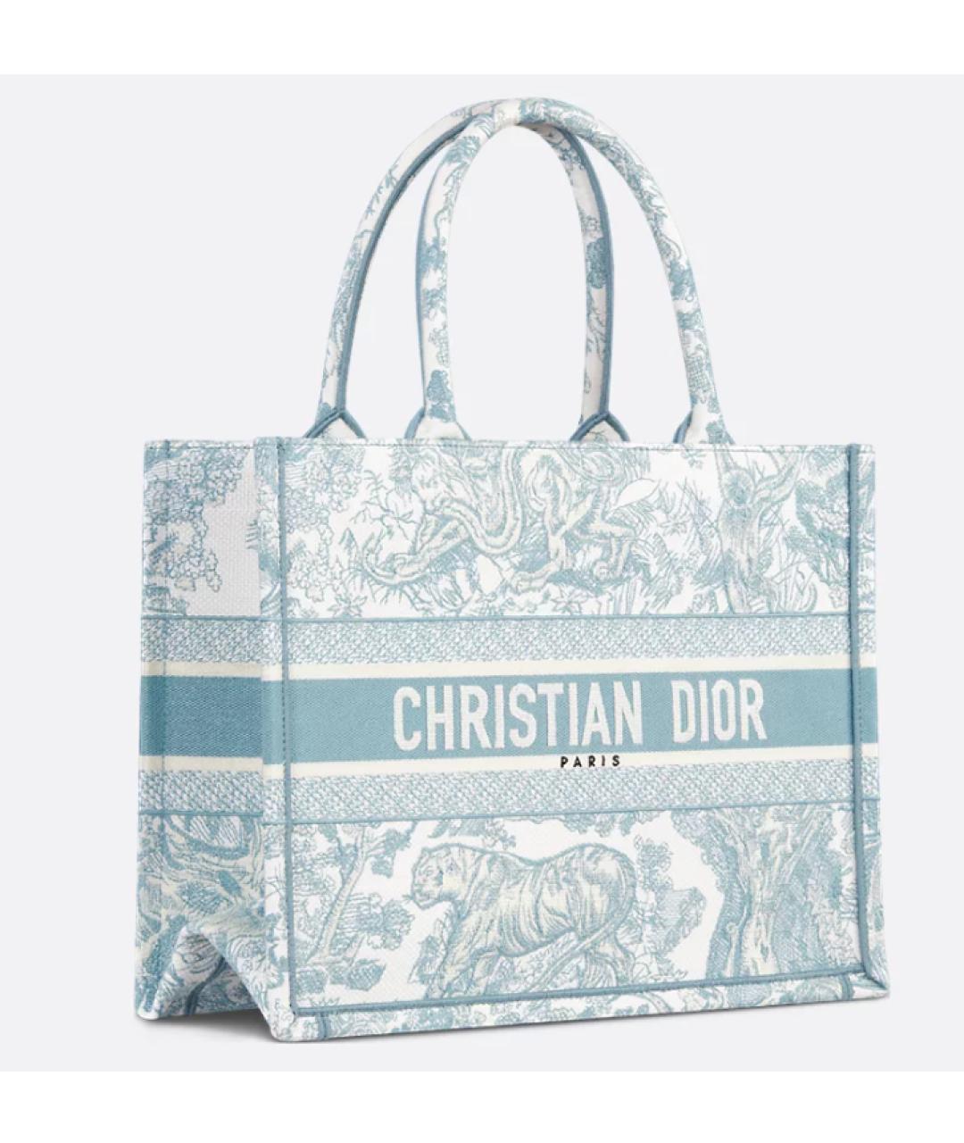 CHRISTIAN DIOR Голубая хлопковая сумка тоут, фото 3