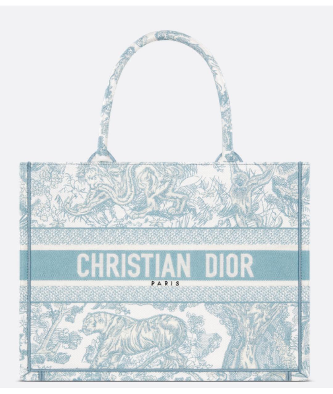 CHRISTIAN DIOR Голубая хлопковая сумка тоут, фото 5