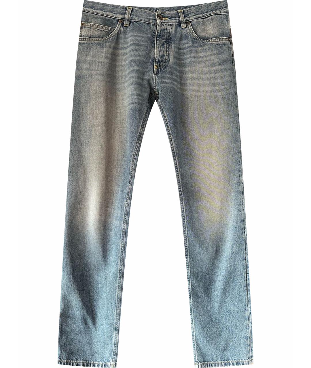 DOLCE&GABBANA Голубые хлопковые прямые джинсы, фото 1