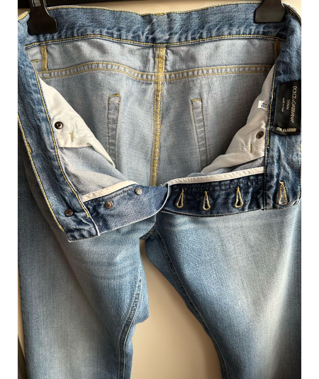 DOLCE&GABBANA Голубые хлопковые прямые джинсы, фото 3