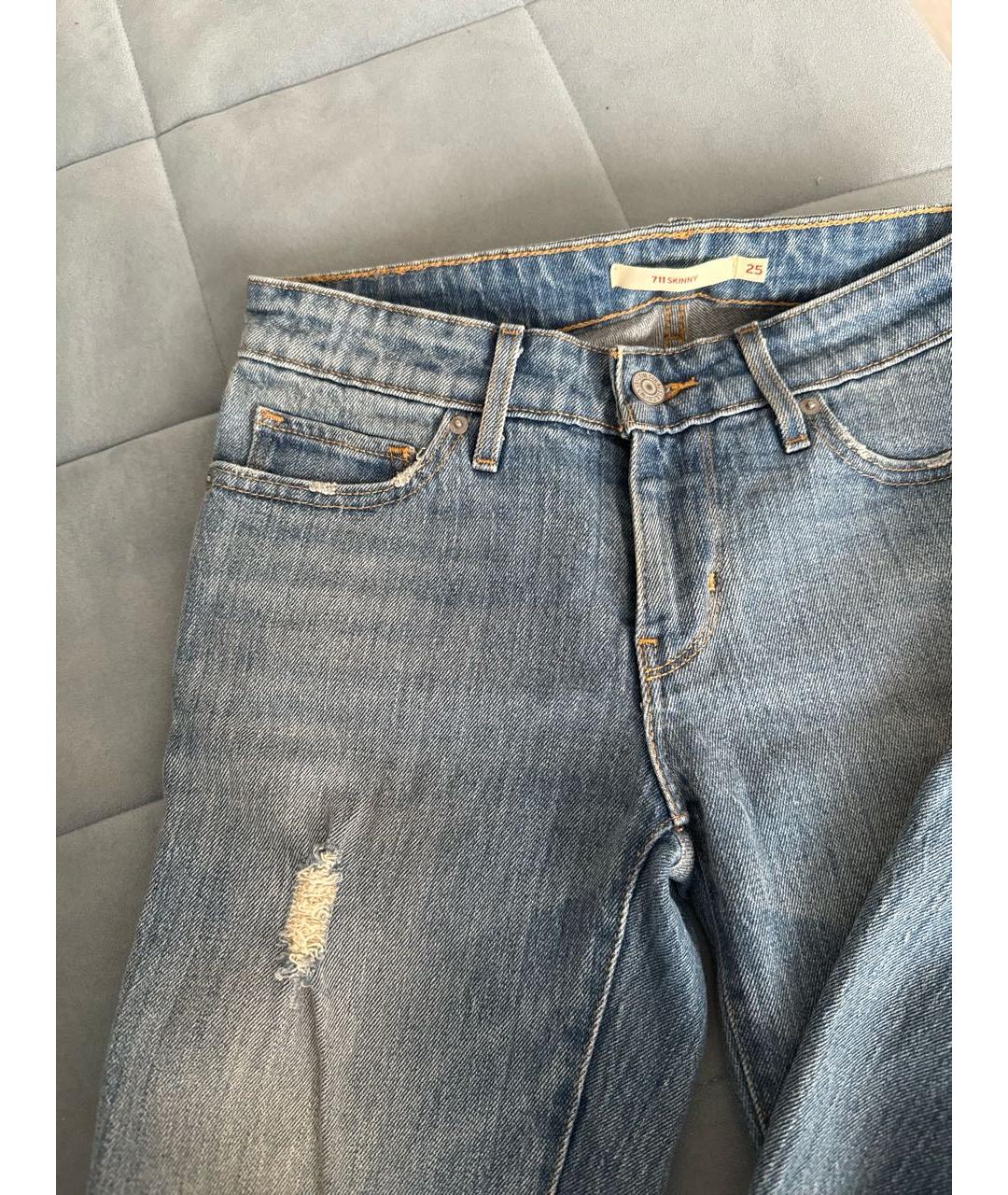 LEVI'S Синие хлопковые джинсы слим, фото 5