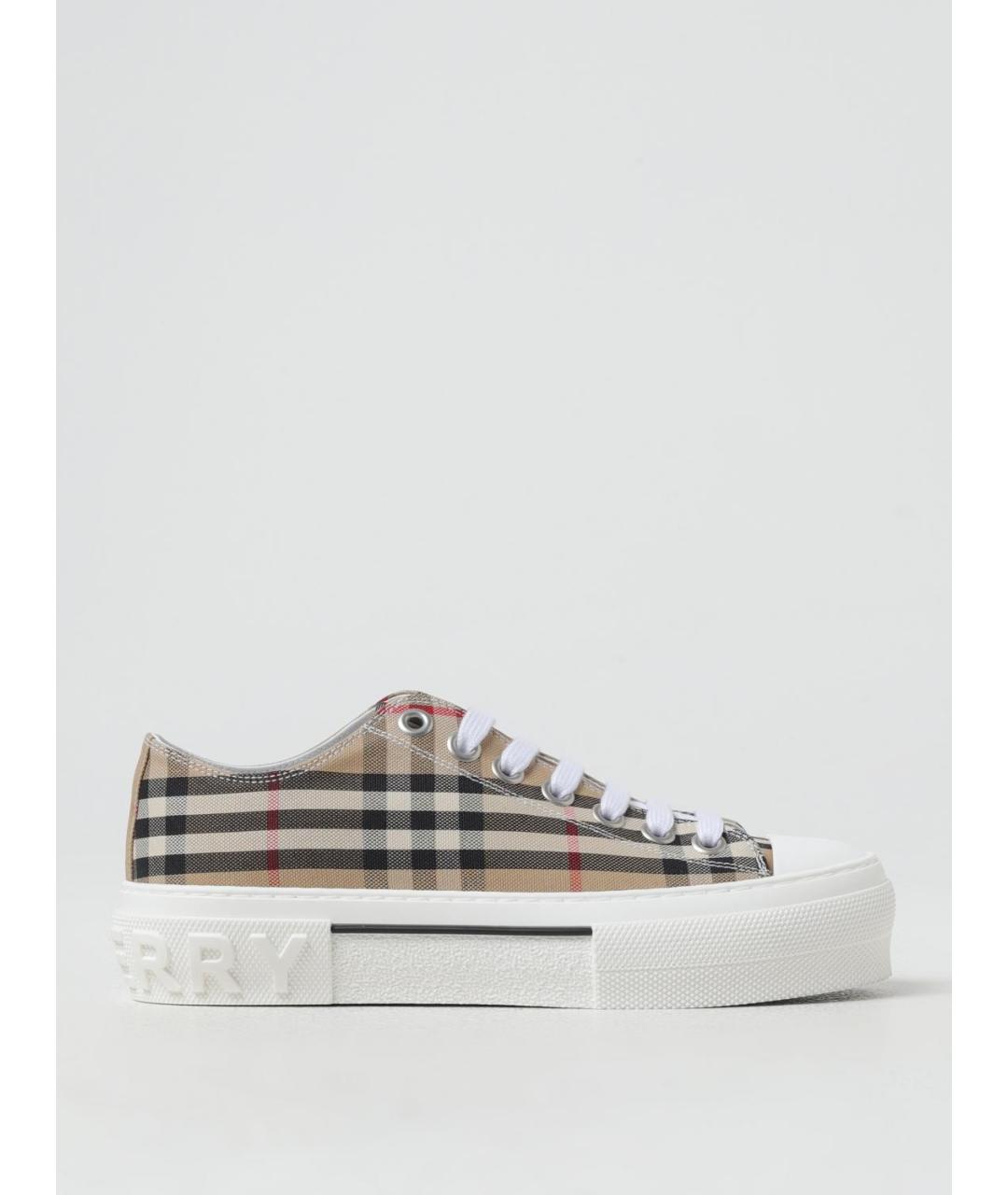 BURBERRY Бежевые текстильные кеды, фото 5