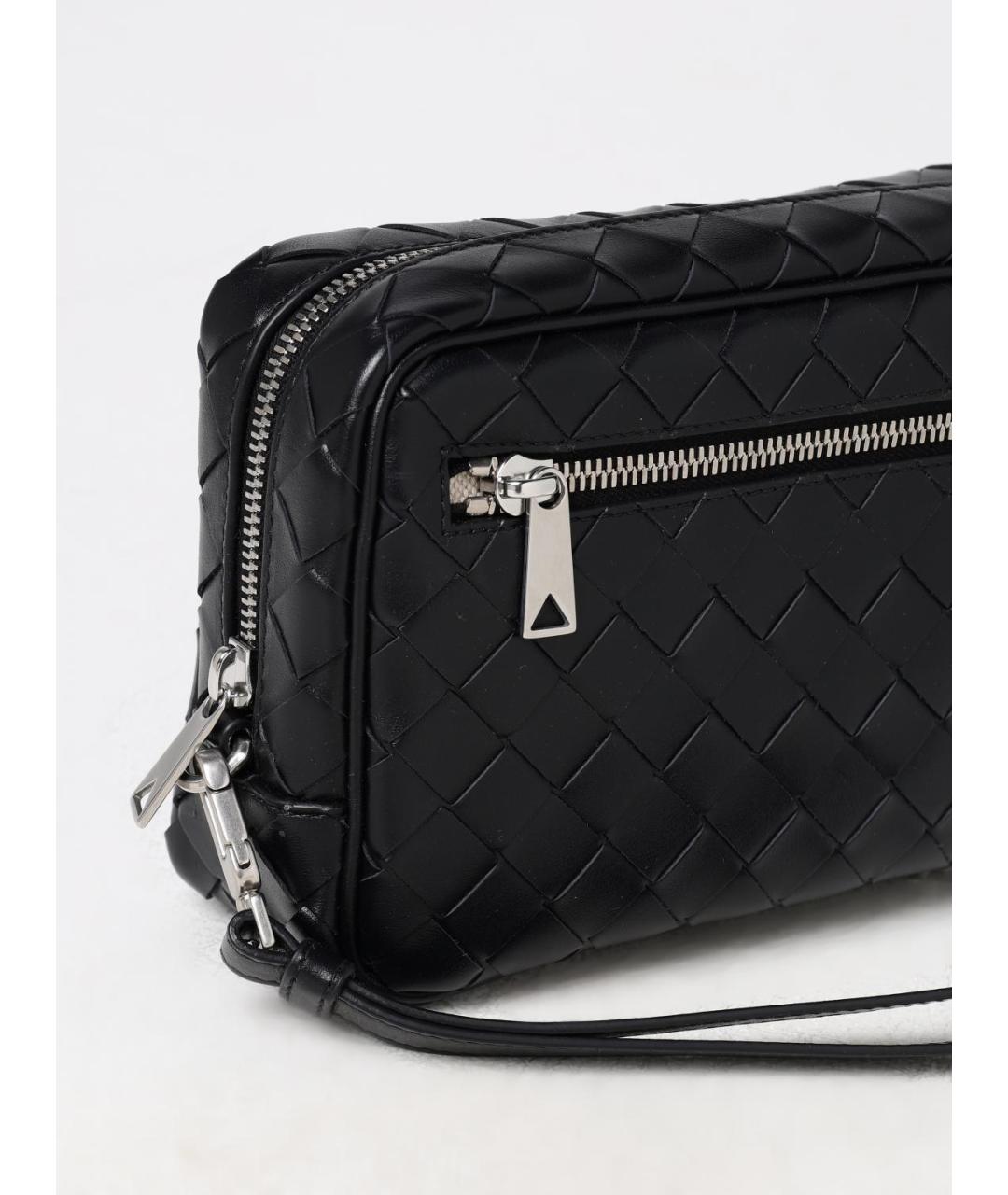 BOTTEGA VENETA Черная кожаная барсетка, фото 4