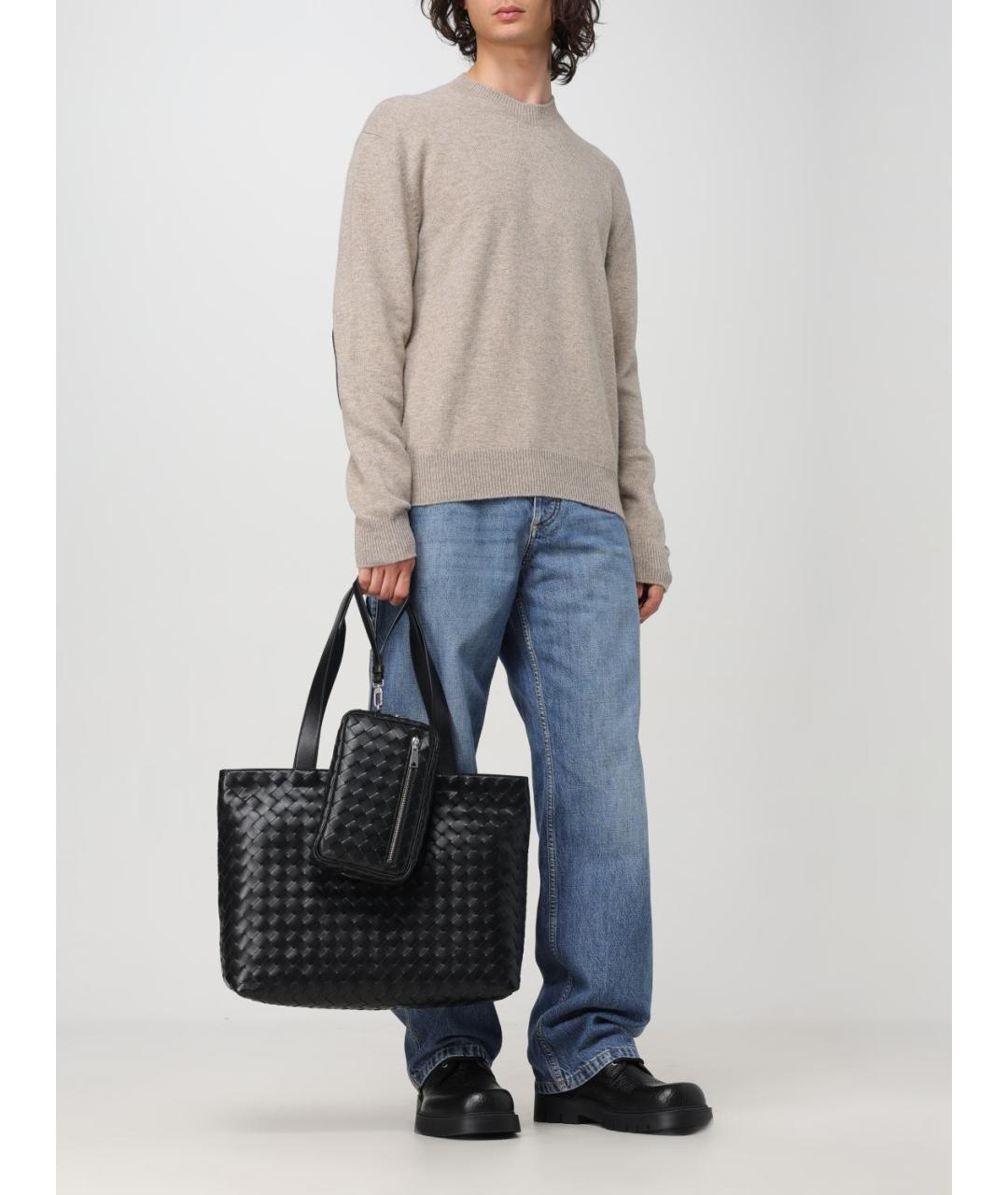 BOTTEGA VENETA Черная кожаная барсетка, фото 2