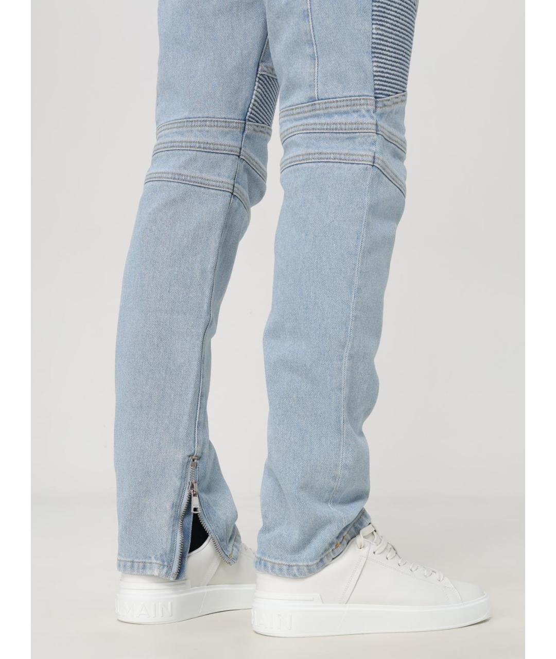 BALMAIN Голубые хлопко-эластановые прямые джинсы, фото 6