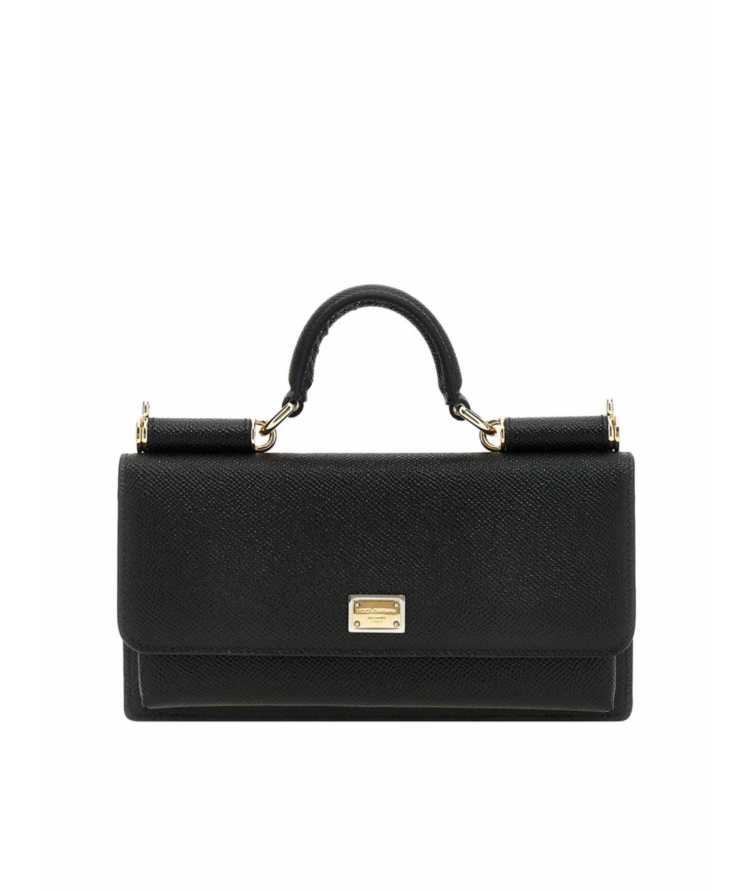 DOLCE&GABBANA Черная кожаная сумка с короткими ручками, фото 1