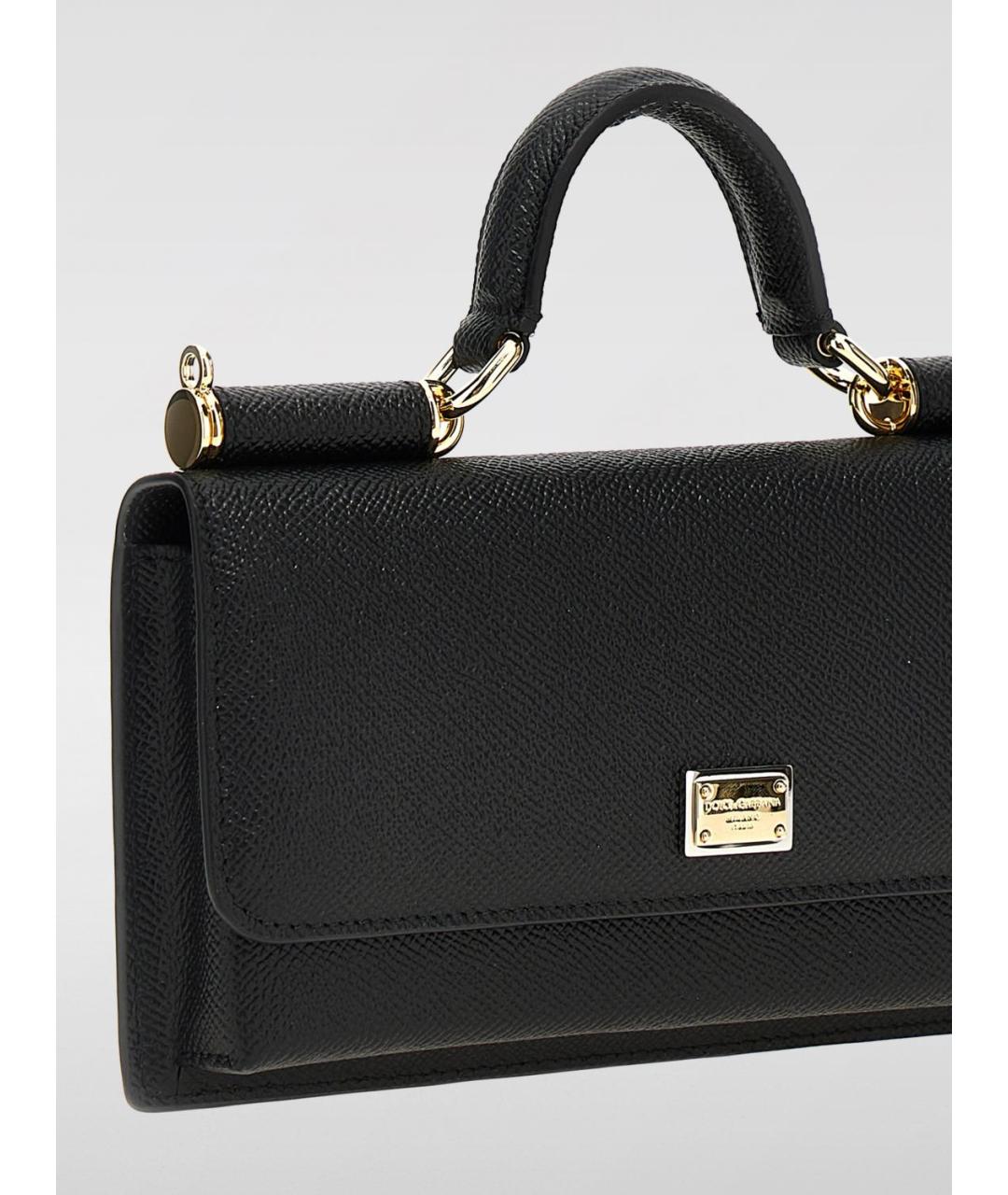 DOLCE&GABBANA Черная кожаная сумка с короткими ручками, фото 3