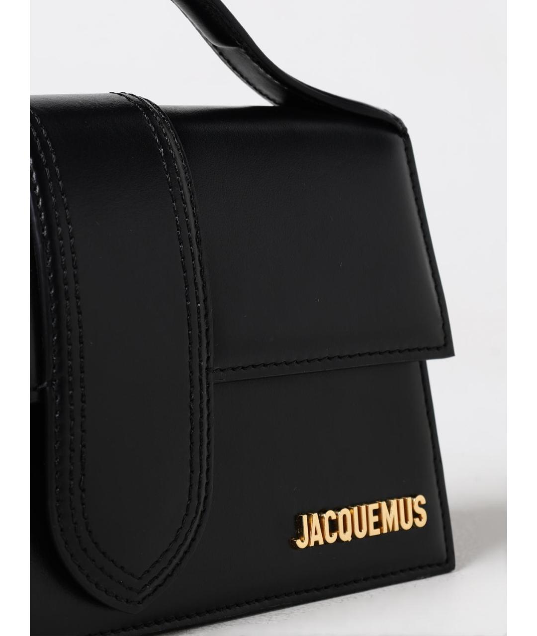 JACQUEMUS Черная кожаная сумка с короткими ручками, фото 4