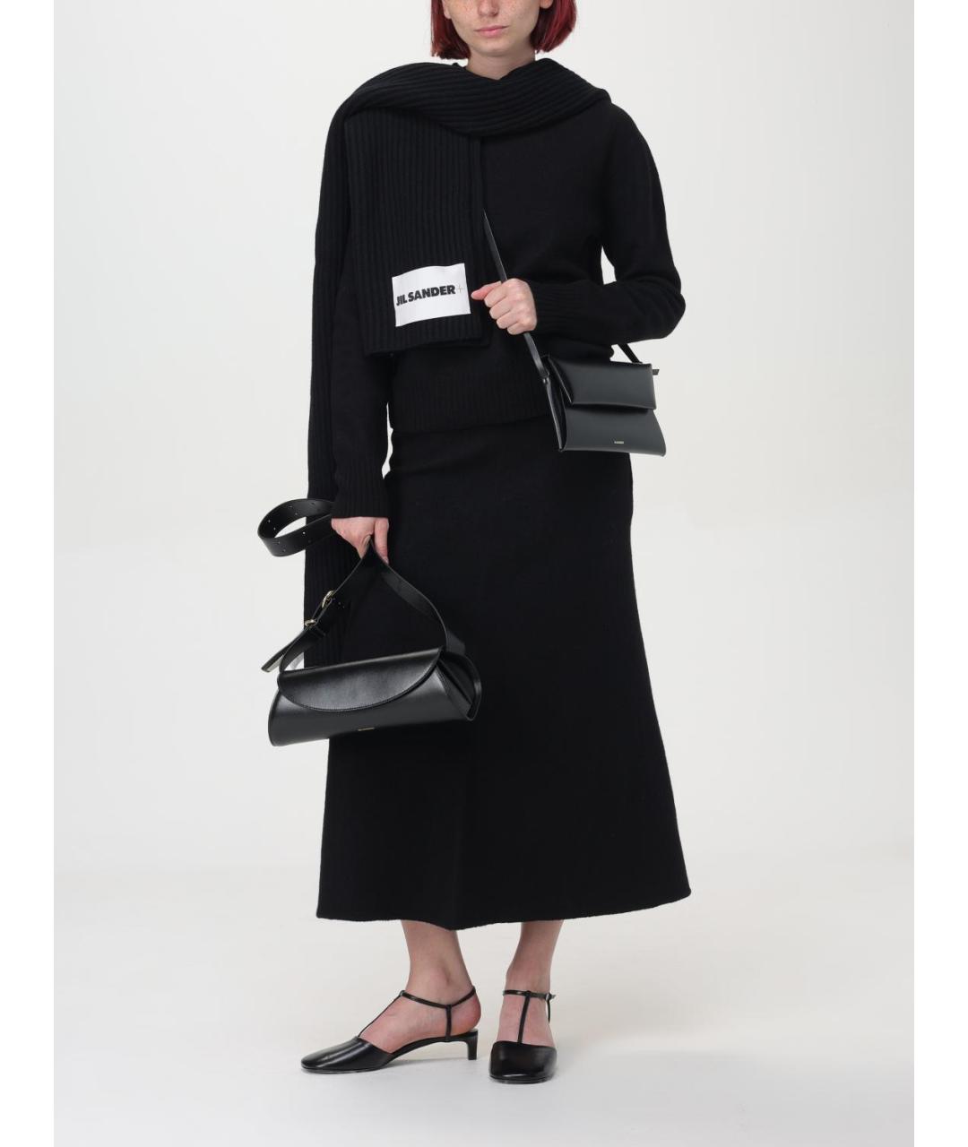 JIL SANDER Черная кожаная сумка через плечо, фото 2