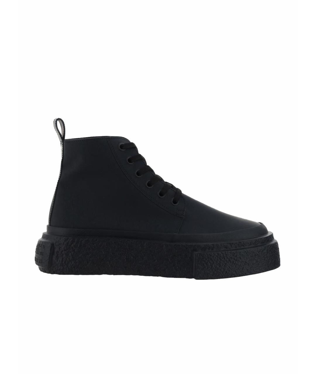 MM6 MAISON MARGIELA Черные кожаные высокие кроссовки / кеды, фото 1