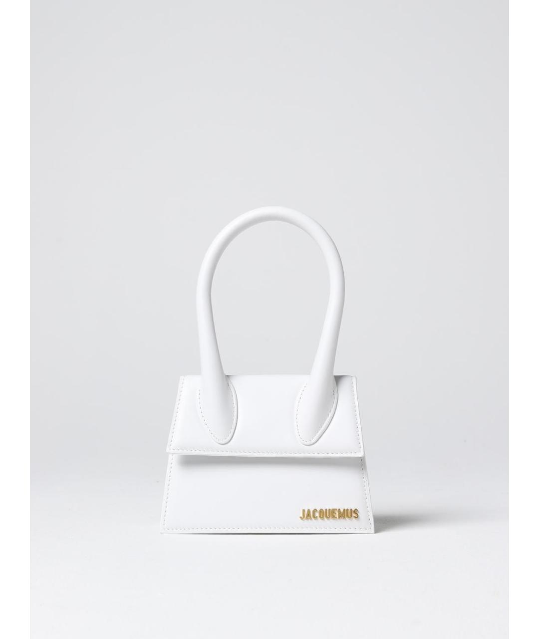 JACQUEMUS Белая кожаная сумка с короткими ручками, фото 6