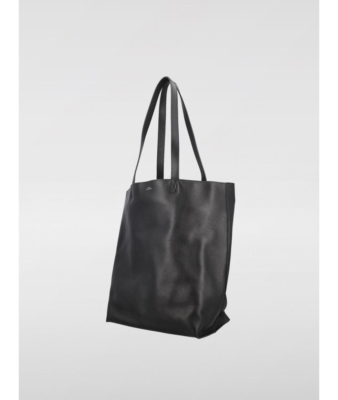 A.P.C. Черная кожаная сумка тоут, фото 3