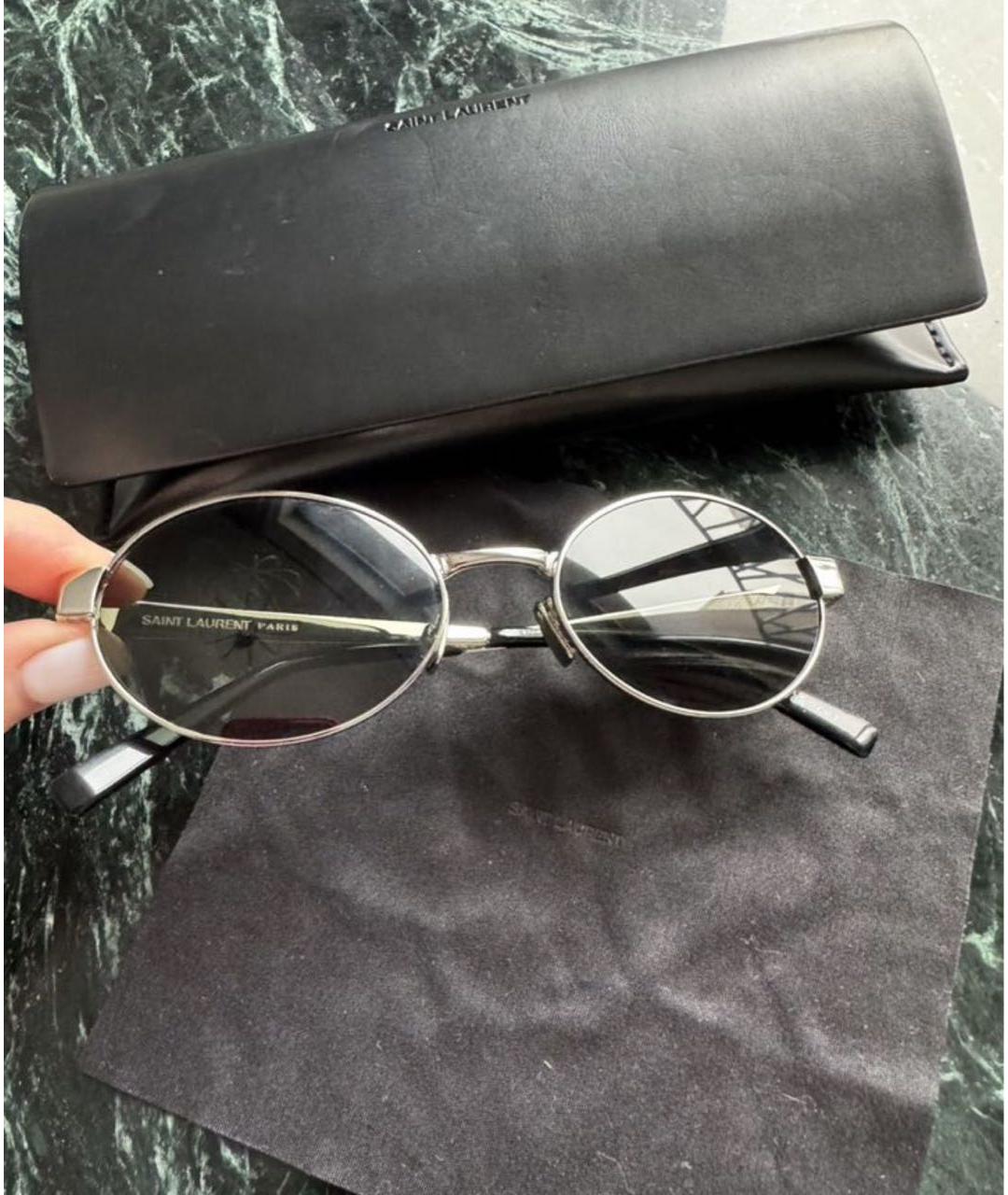 SAINT LAURENT Серебряные металлические солнцезащитные очки, фото 5