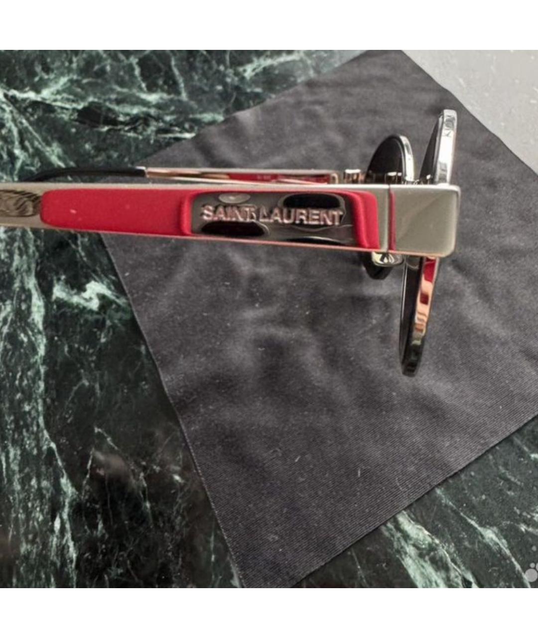 SAINT LAURENT Серебряные металлические солнцезащитные очки, фото 2
