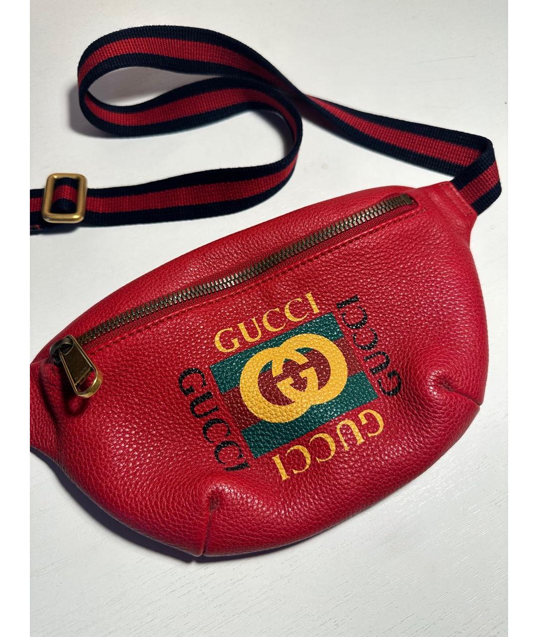GUCCI Красная кожаная поясная сумка, фото 8