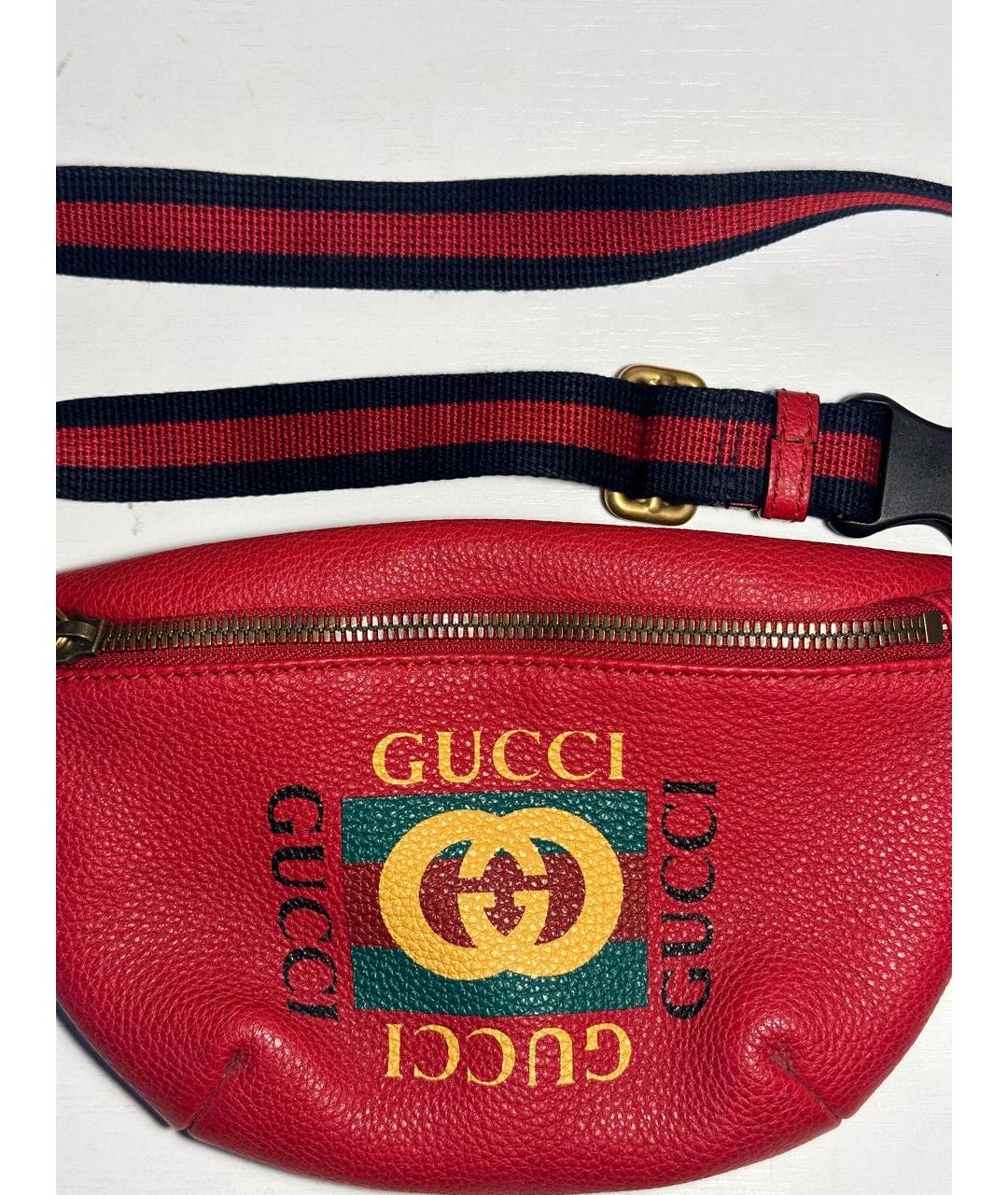 GUCCI Красная кожаная поясная сумка, фото 2