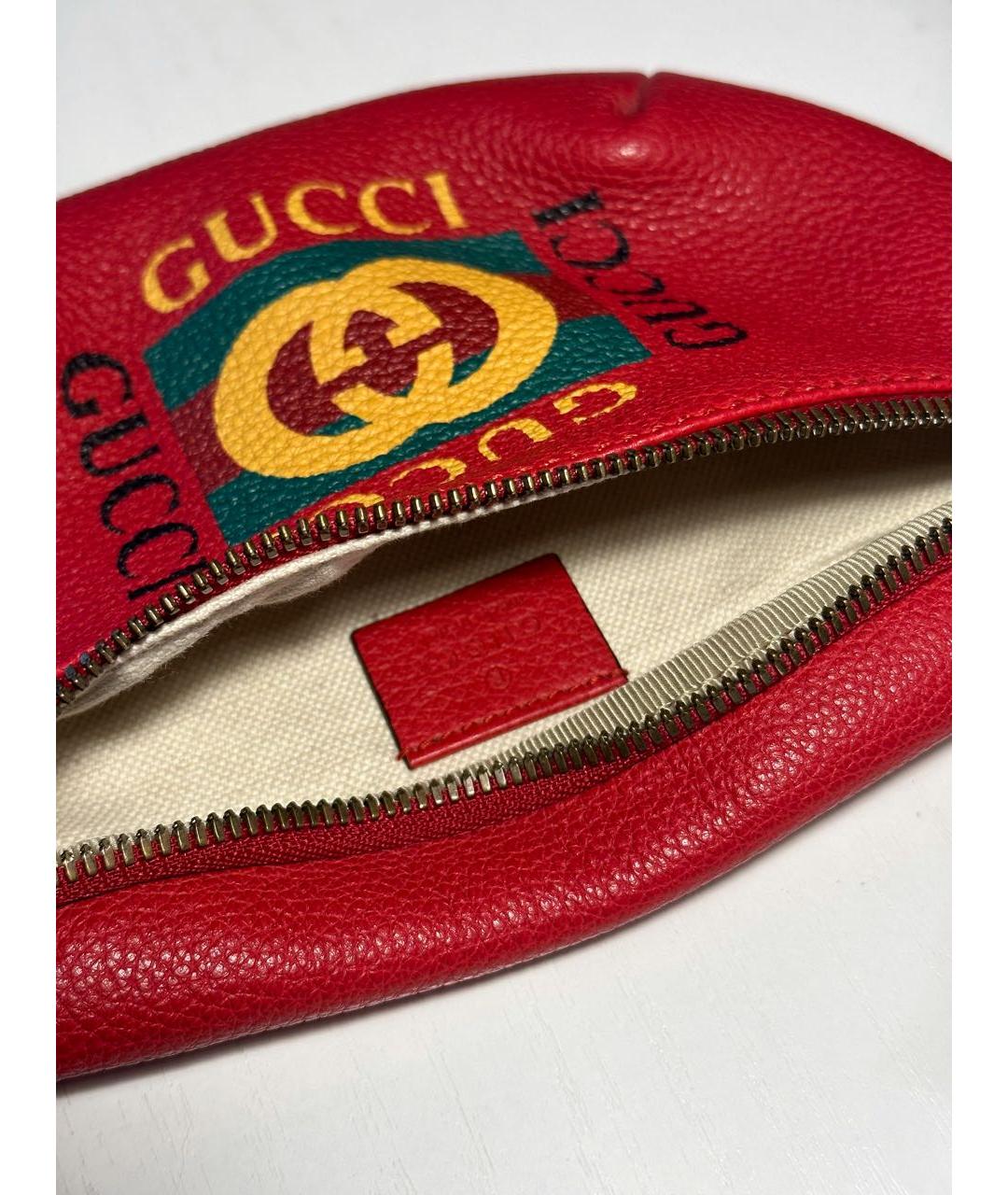 GUCCI Красная кожаная поясная сумка, фото 4