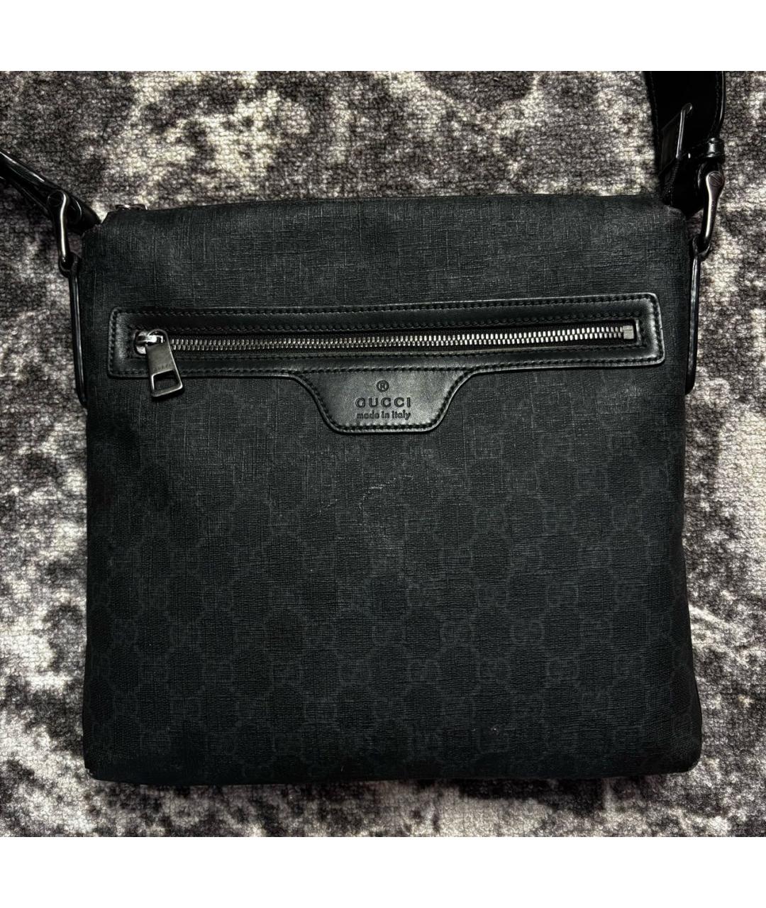 GUCCI Черная барсетка из искусственной кожи, фото 2