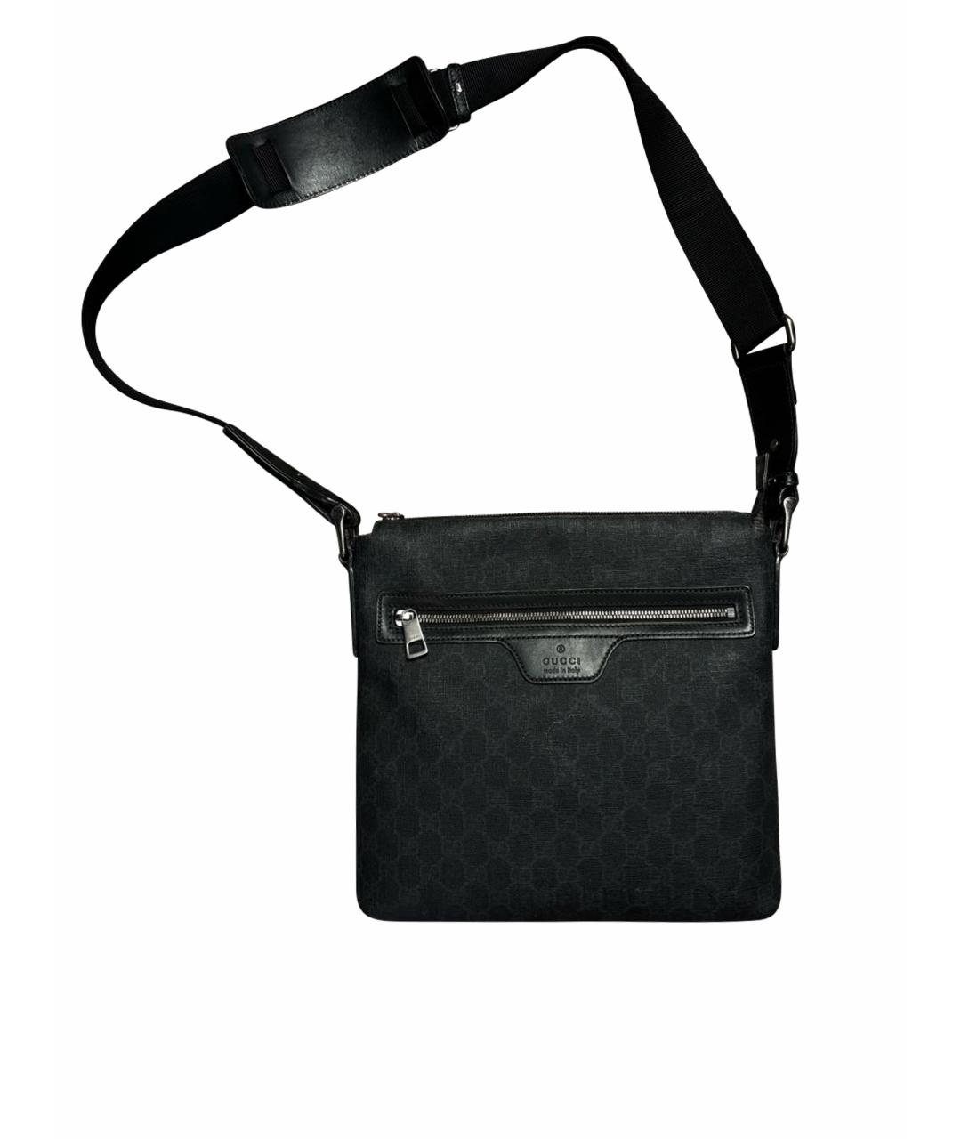GUCCI Черная барсетка из искусственной кожи, фото 1