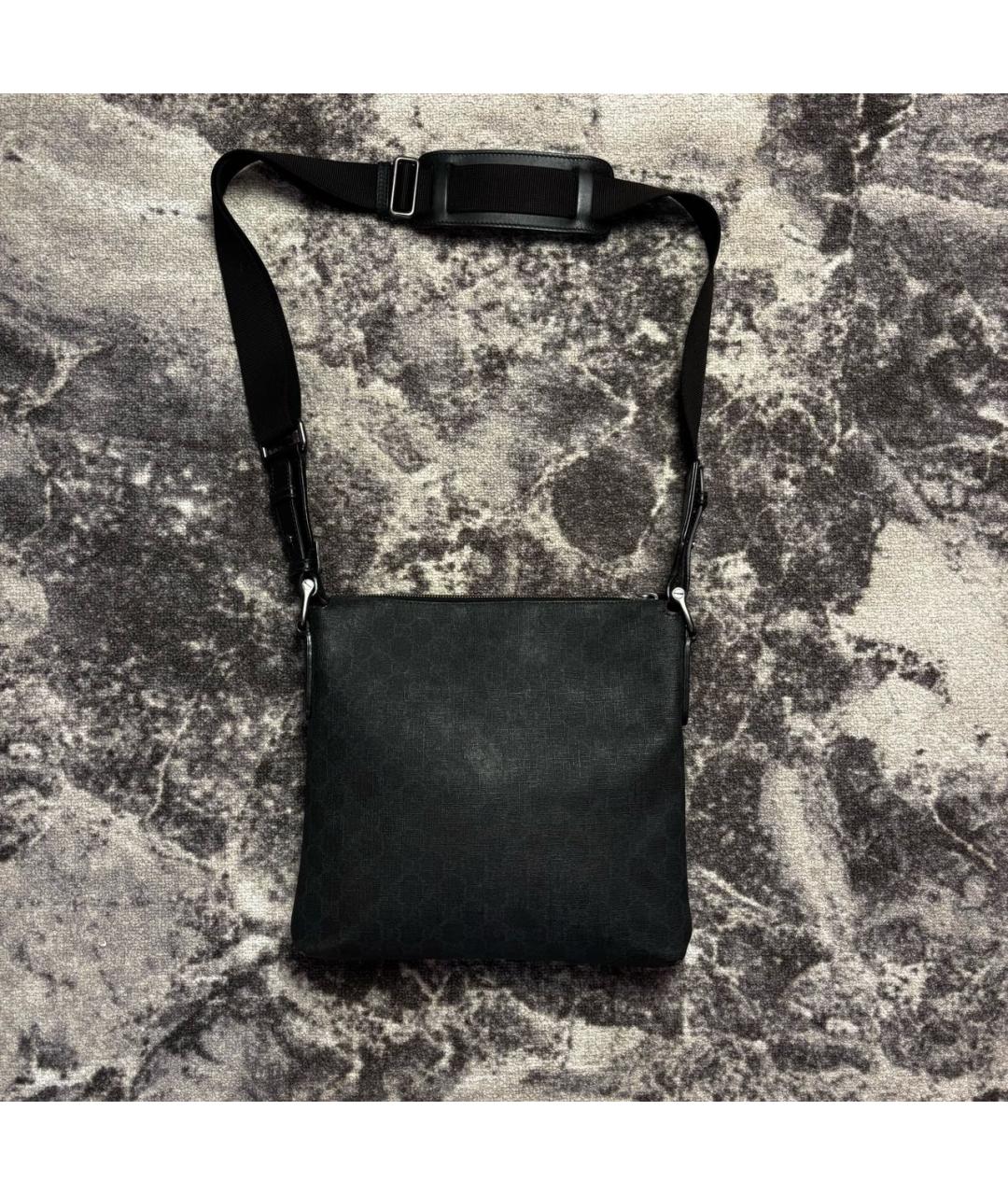 GUCCI Черная барсетка из искусственной кожи, фото 4