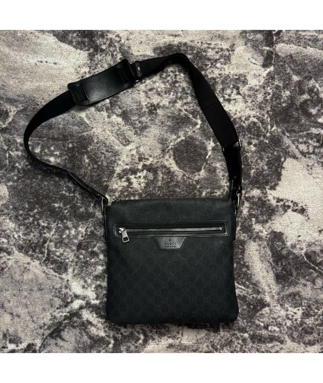 GUCCI Черная барсетка из искусственной кожи, фото 9