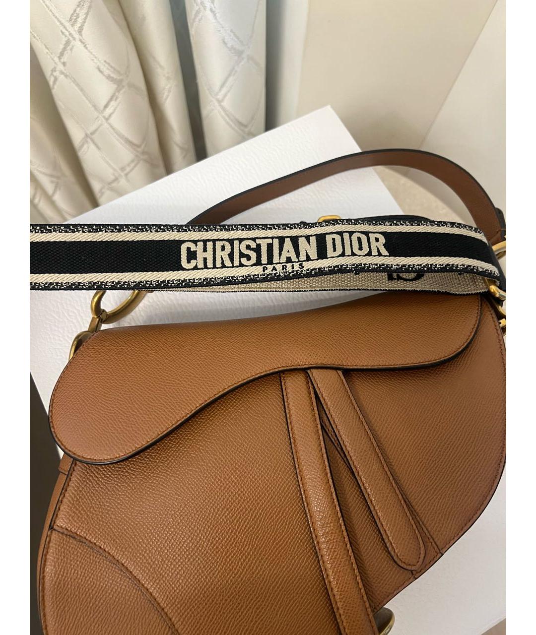 CHRISTIAN DIOR Коричневая кожаная сумка с короткими ручками, фото 8