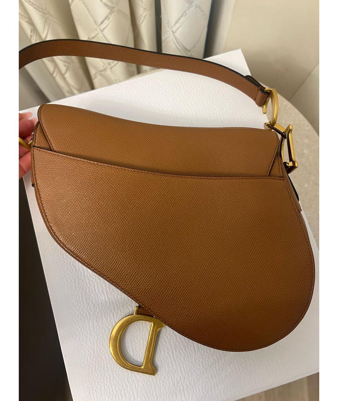 CHRISTIAN DIOR Коричневая кожаная сумка с короткими ручками, фото 3