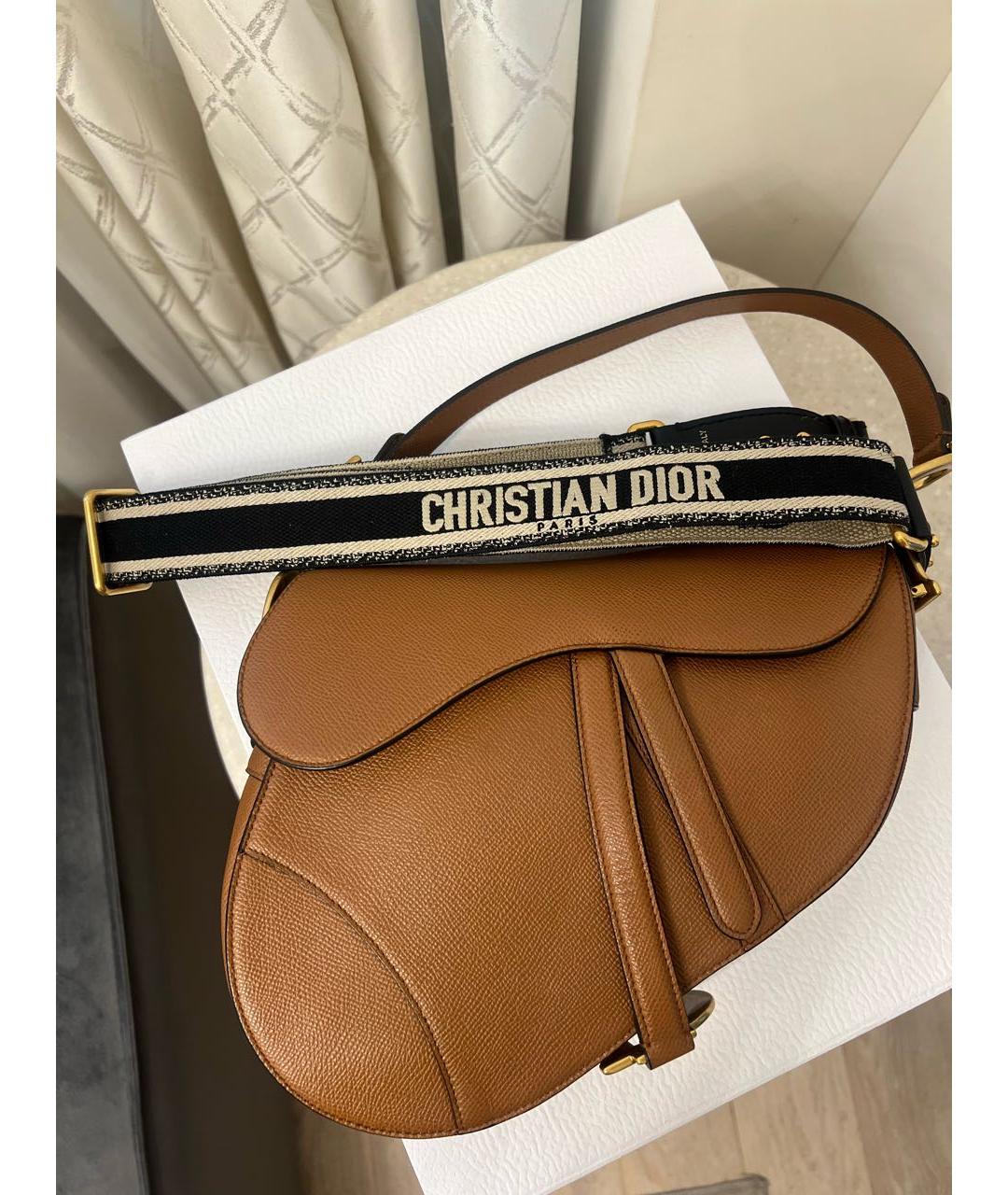 CHRISTIAN DIOR Коричневая кожаная сумка с короткими ручками, фото 2