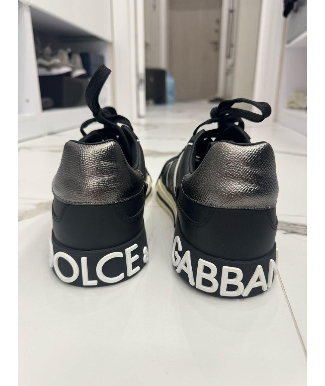DOLCE&GABBANA Черные кожаные низкие кроссовки / кеды, фото 4