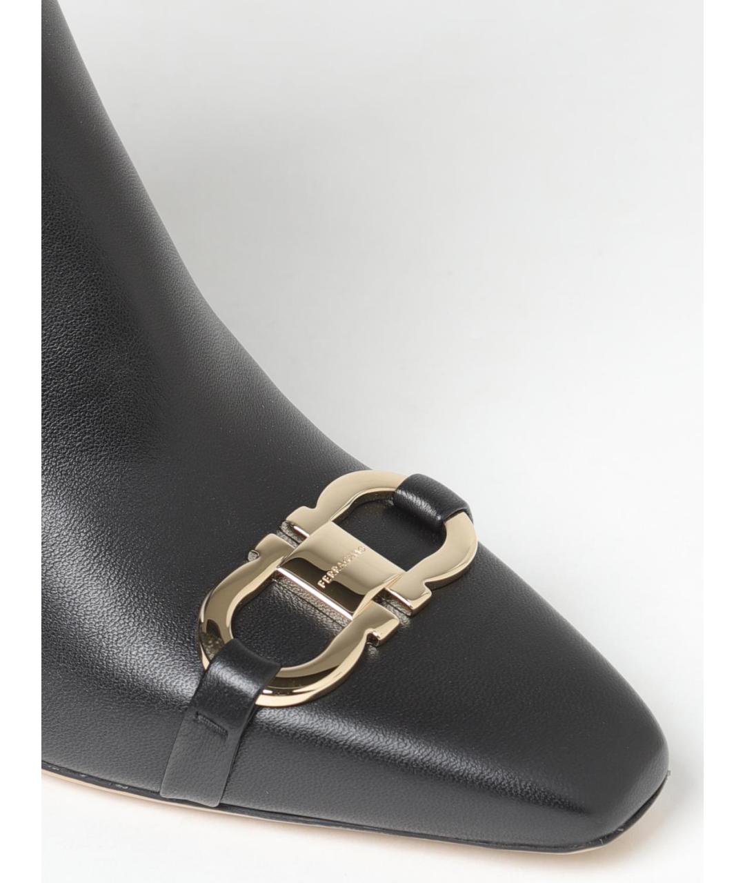 FERRAGAMO Черные кожаные ботильоны, фото 4