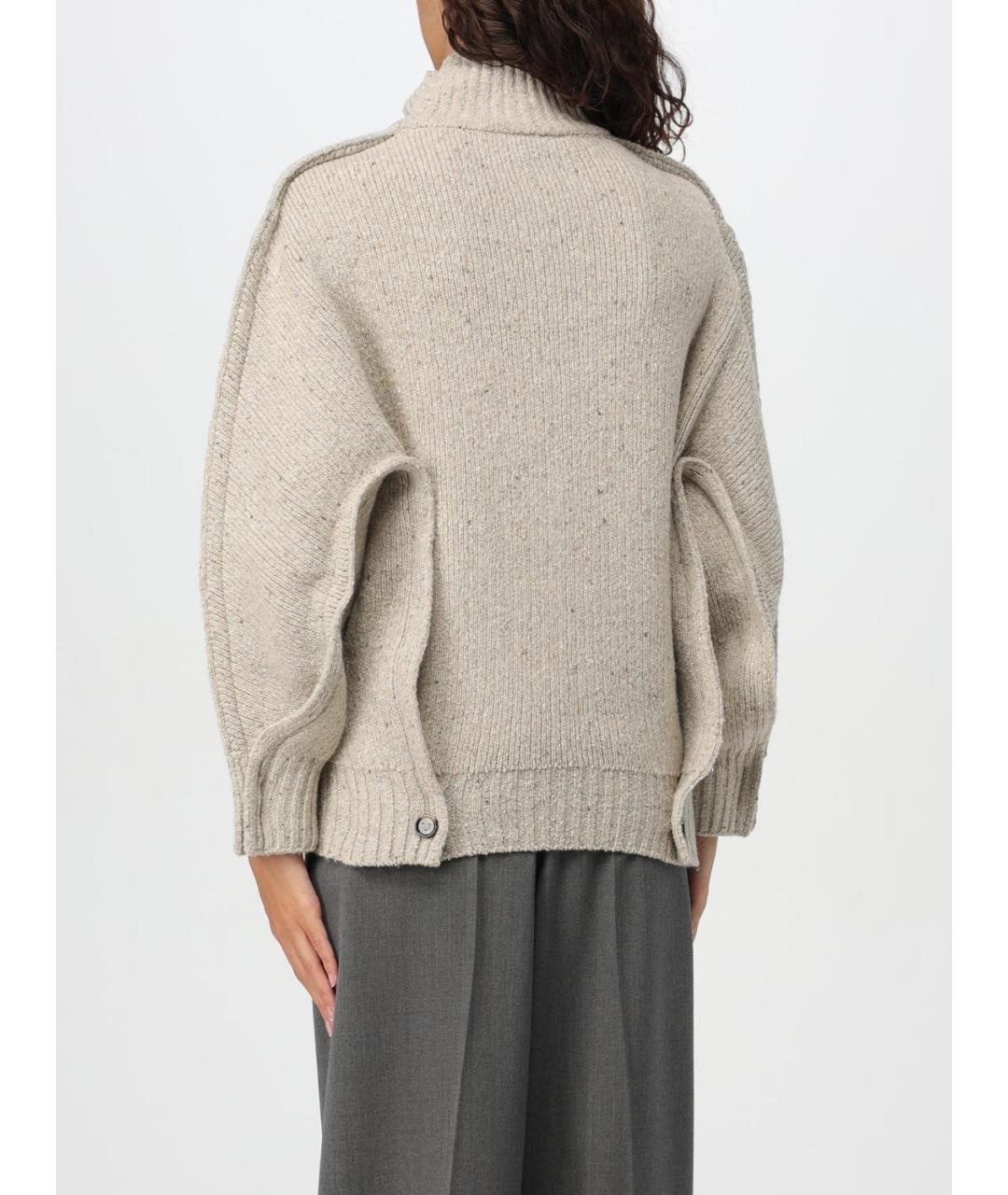 BOTTEGA VENETA Бежевый шерстяной джемпер / свитер, фото 4