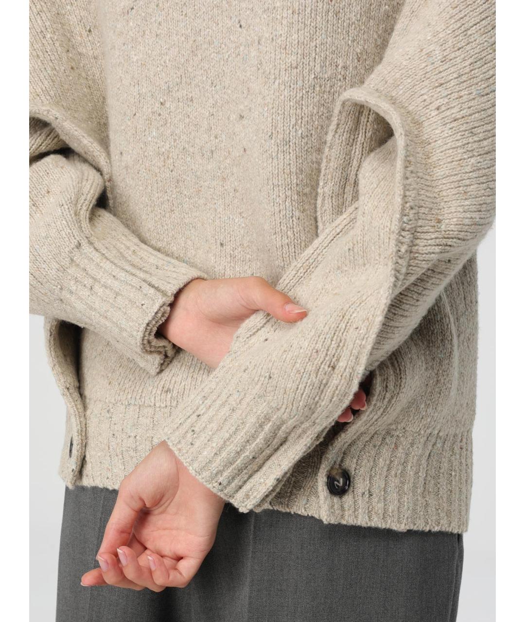 BOTTEGA VENETA Бежевый шерстяной джемпер / свитер, фото 6